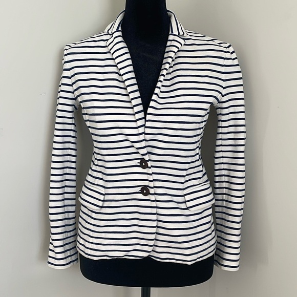 J. CREW NAUTICAL NAVY BLUE/WHITE BLAZER JACKET SIZE XXS - Picture 1 of 11